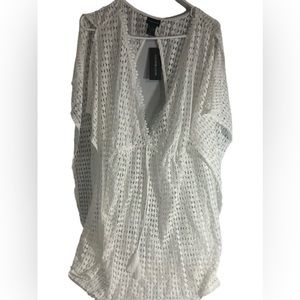 Cover 2 Cover White Fishnet Cut Out Beach Pool Swim Coverup Women’s Size 1X NWT